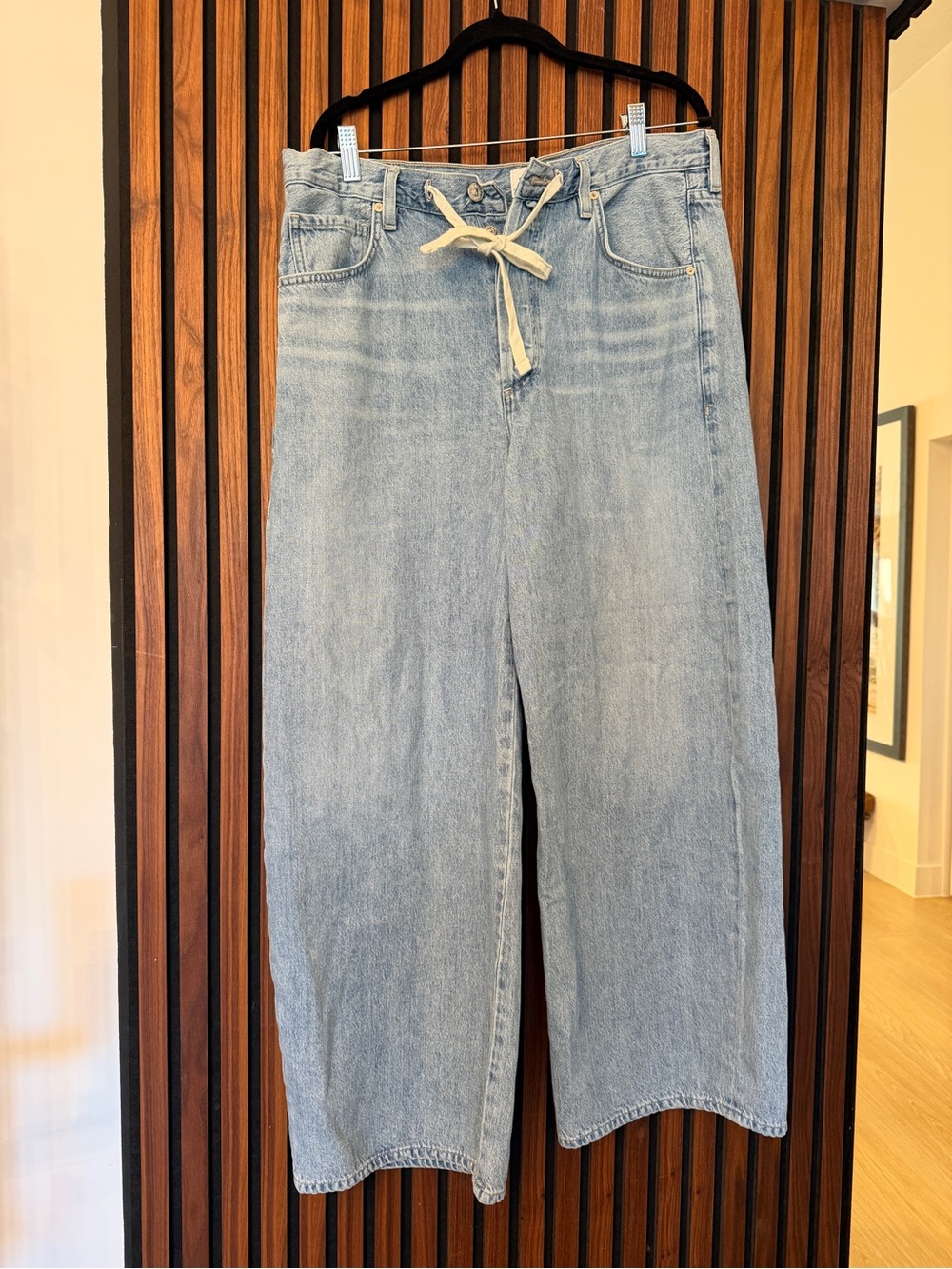 Citizens Of Humanity Light Blue Wide-Leg Ankle Jeans with Drawstring